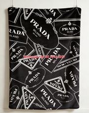 Prada Milano All Over Logo Print Black White Flannel Throw Blanket Luxury Designer Printed Sofa Cover Blanket IMG_2652